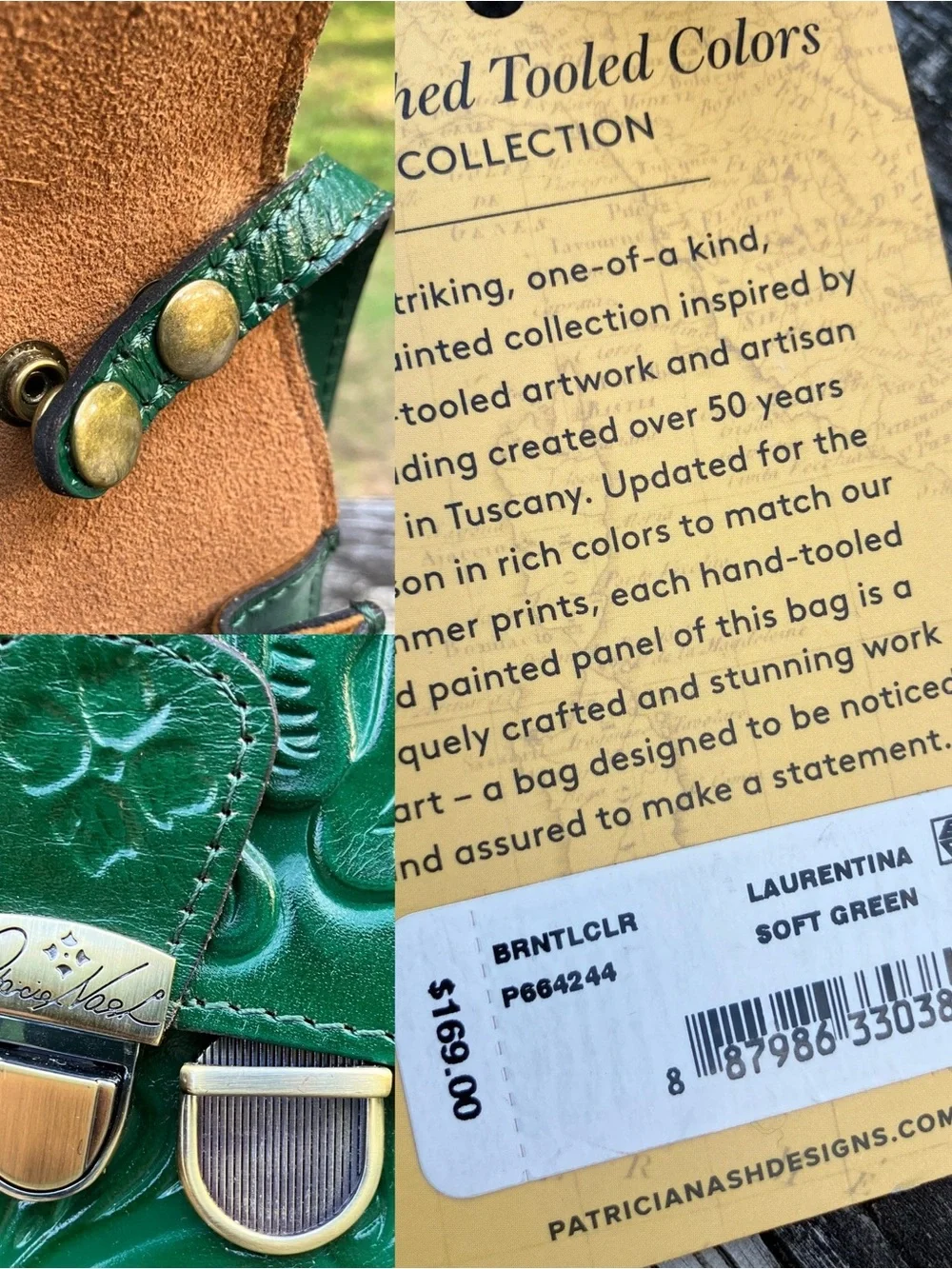 Patricia Nash Laurentina Green Tooled Leather Purse NWT